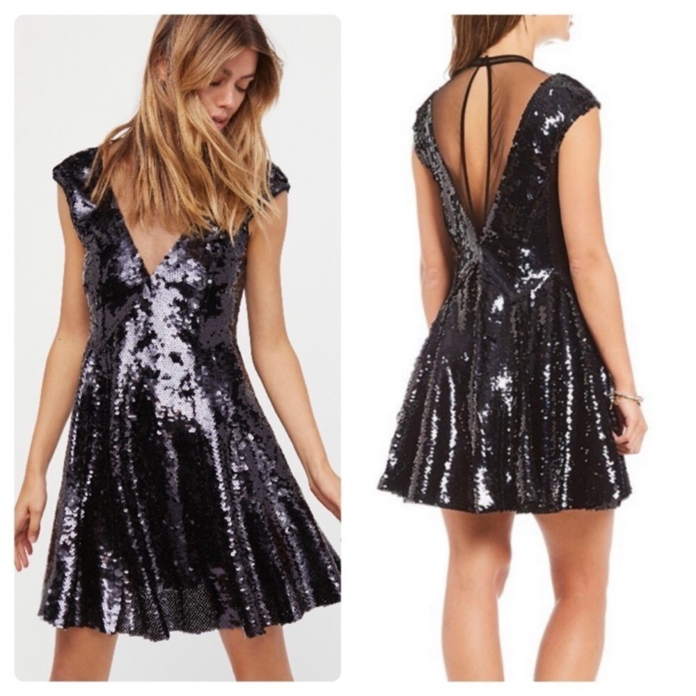 New Free People Sequin Fit And Flare Dress